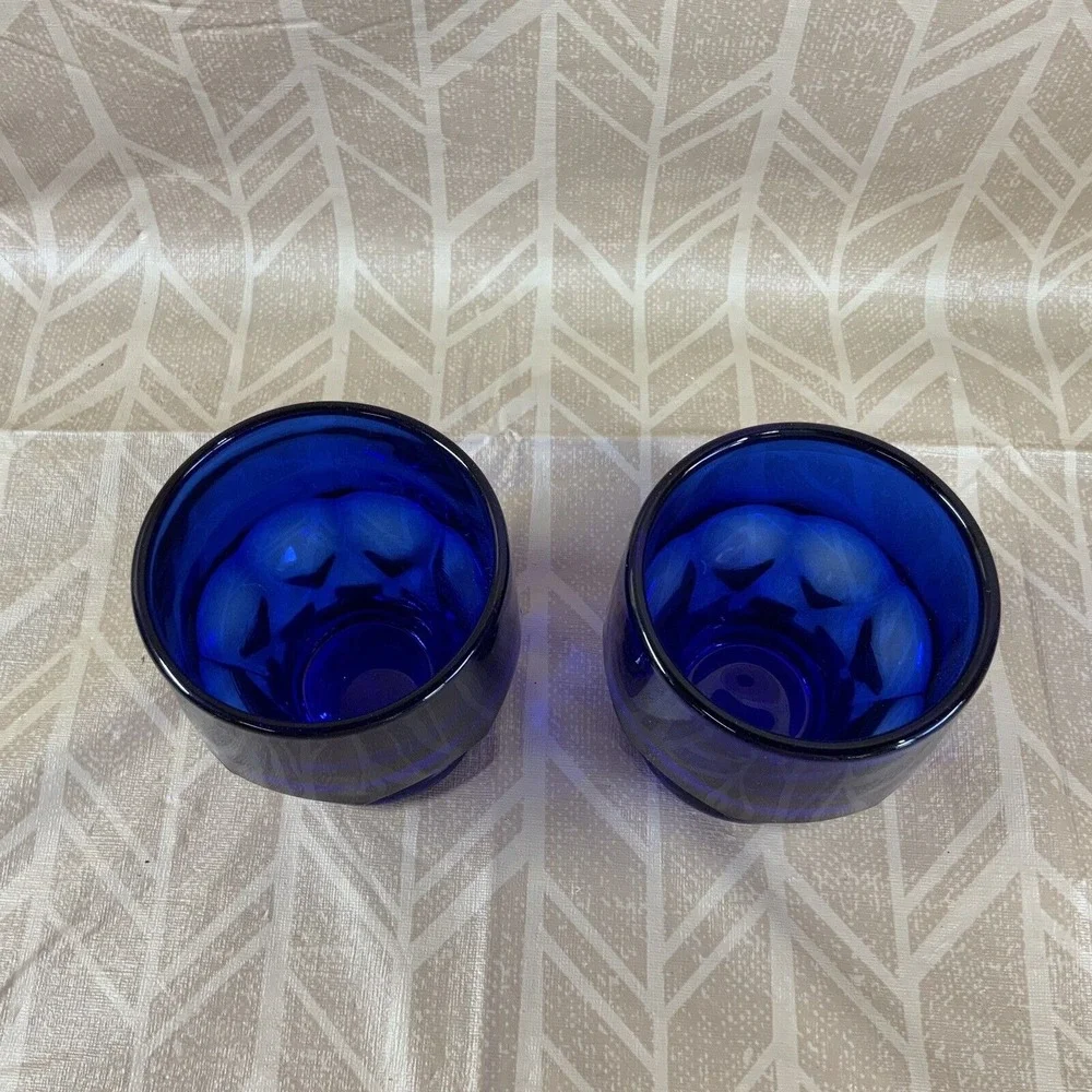 Vintage Viking Cobalt Blue‎ Arlington Tumbler Drinking Glasses Set Of 2 EUC 4